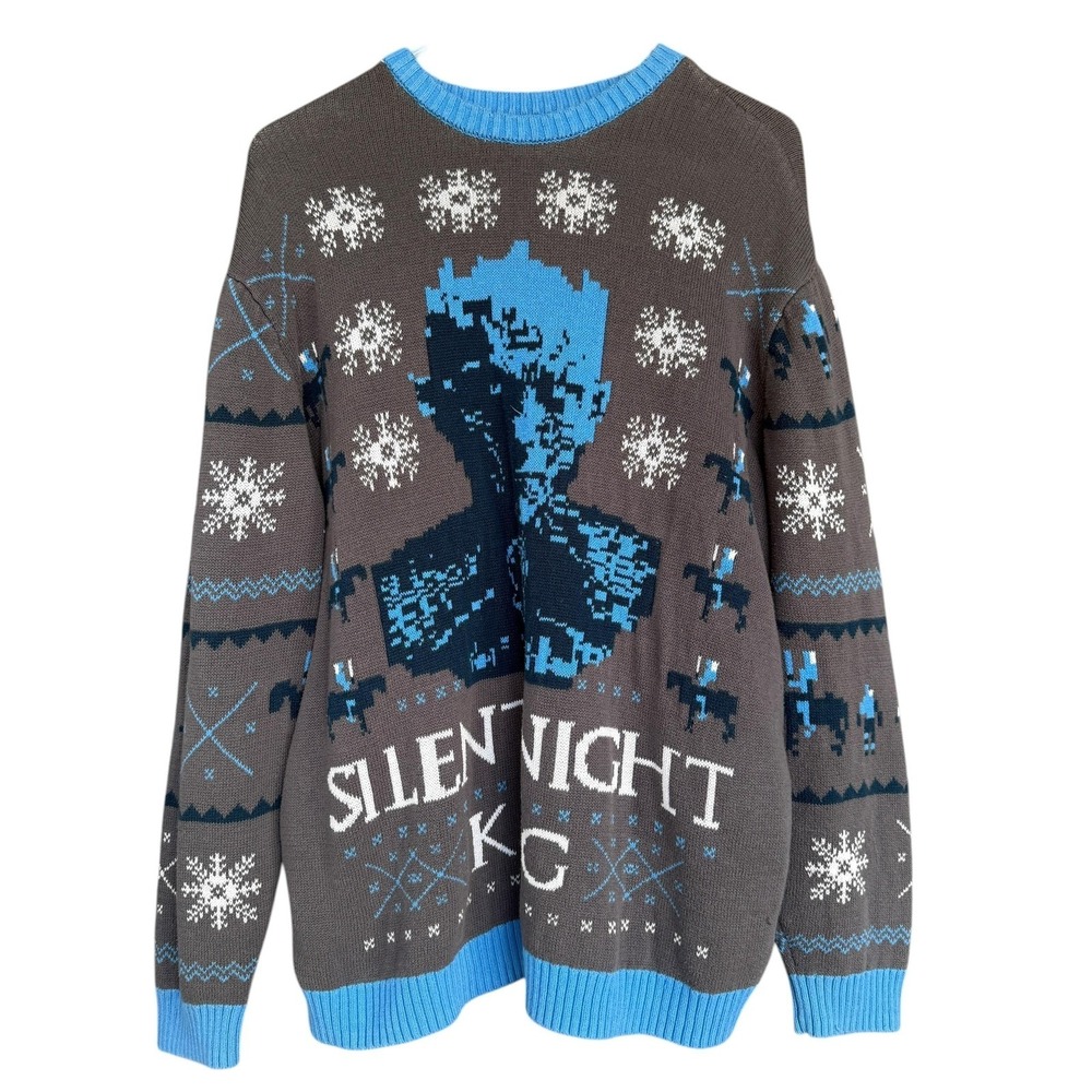 Game Of Thrones Sweater Mens L Gray Silent Night King Ugly Christmas Graphic